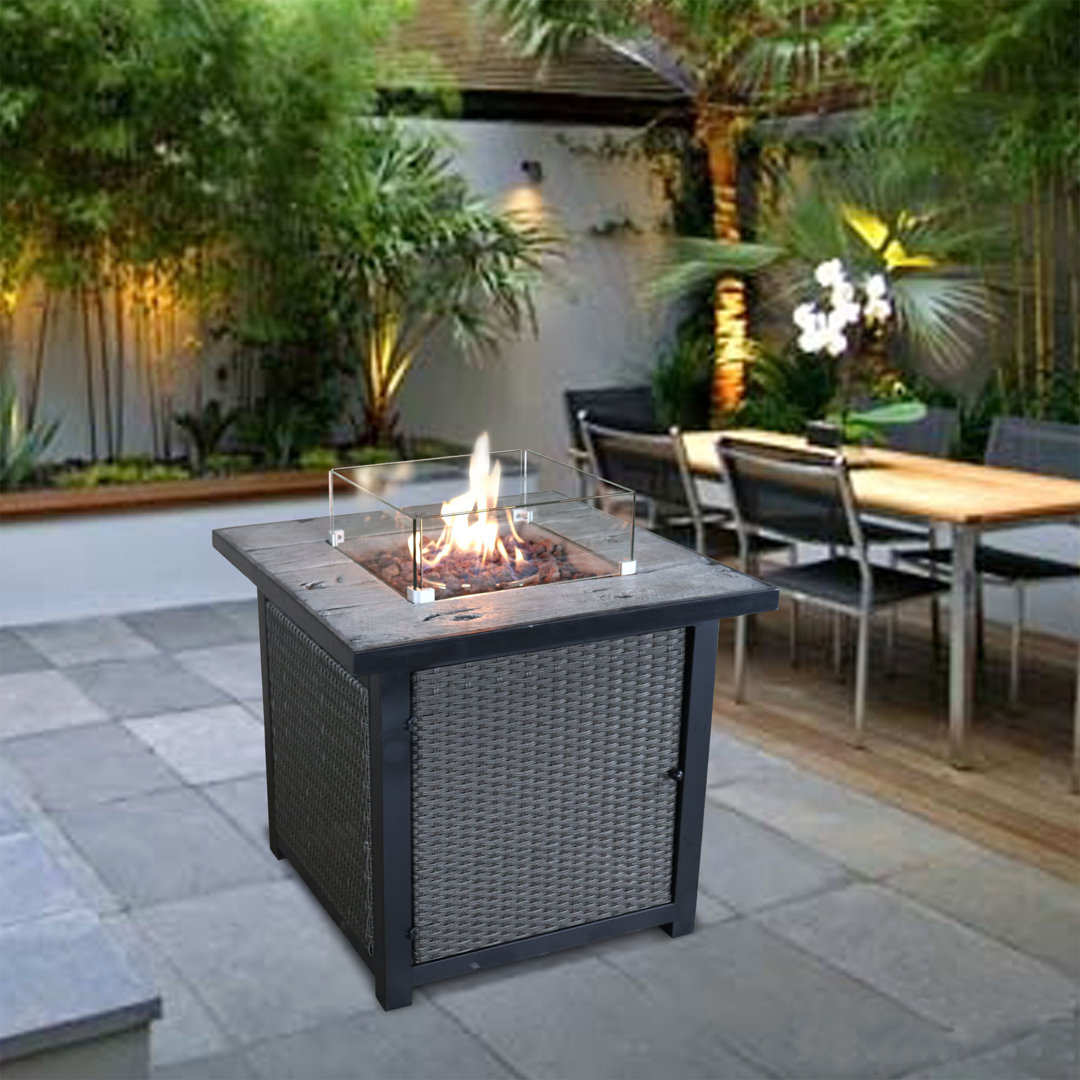 Teamson home 70cm H x 88cm W Concrete Propane Fire Pit Table Grey 70cm H X 86cm W X 86cm D